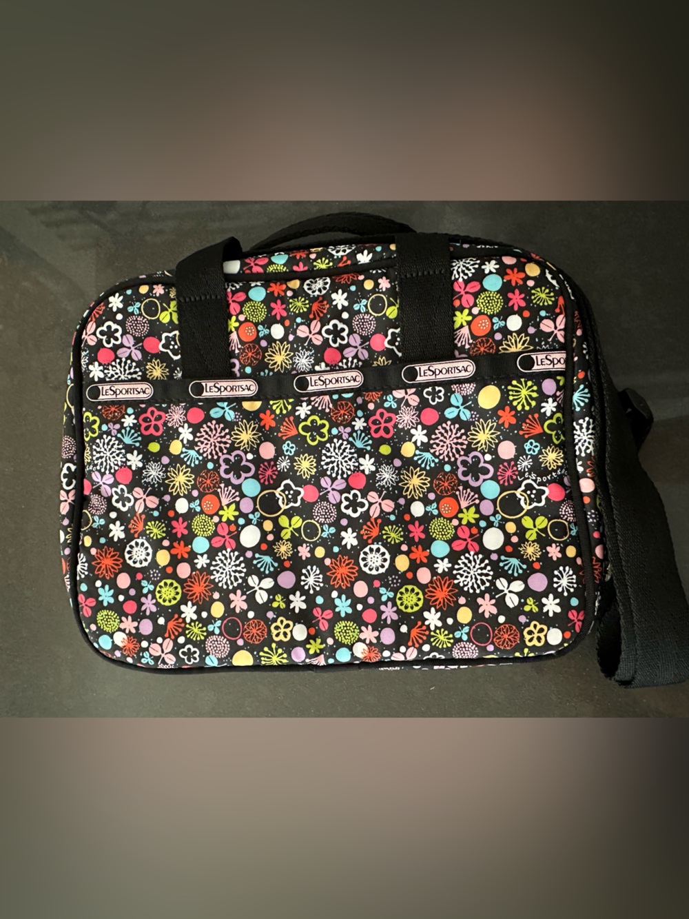 LeSportSac Insulated Small Top Handle Lunch Bag Multicolored Floral Whimsical